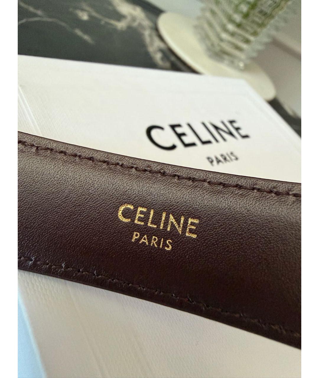 CELINE Коричневый кожаный ремень, фото 5