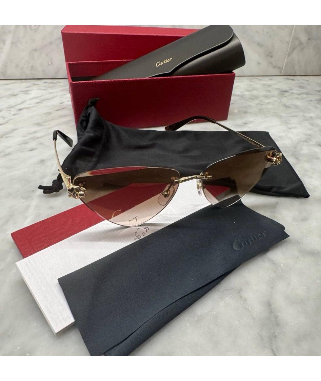CARTIER Коричневые солнцезащитные очки, фото 4