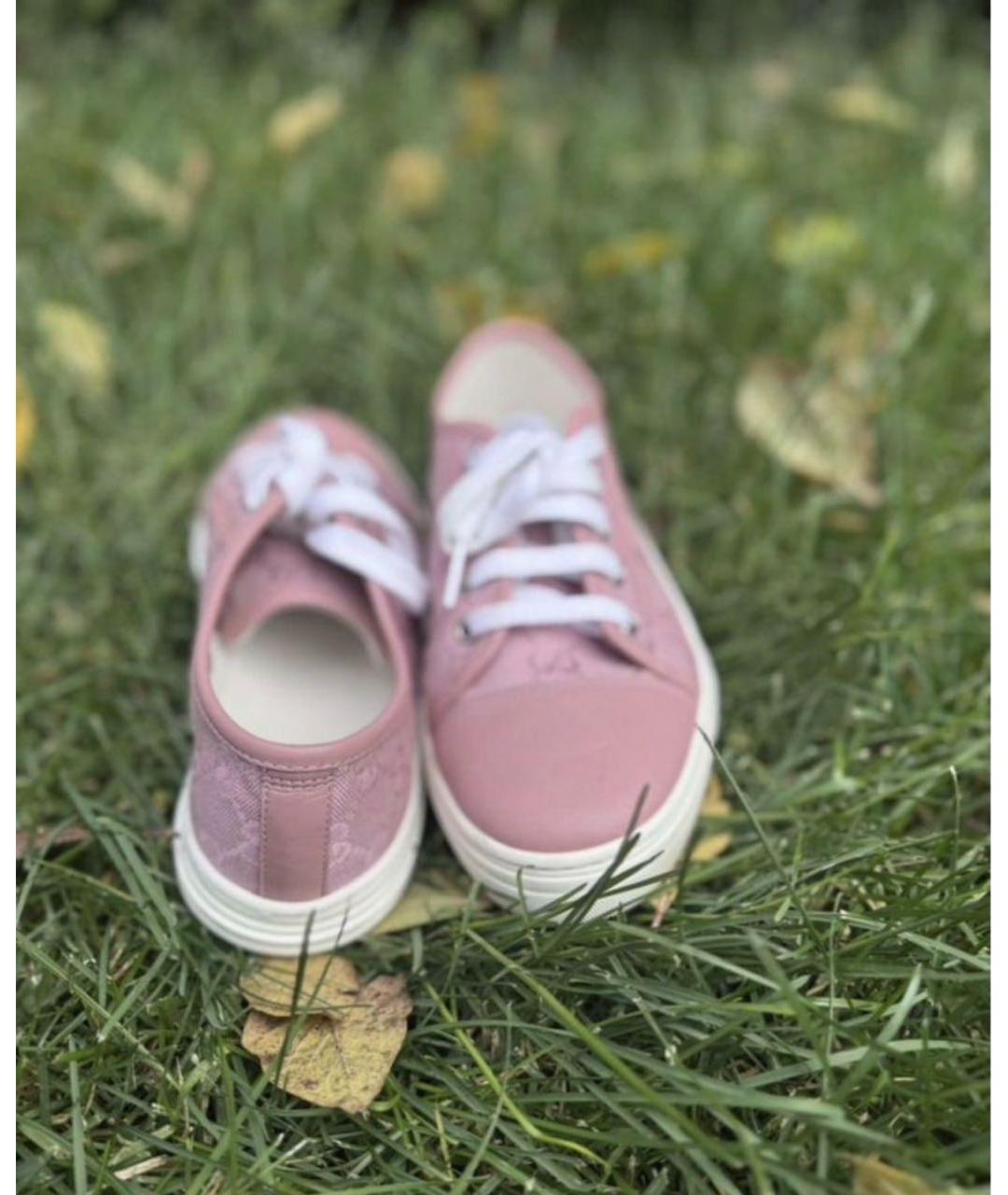 GUCCI Коралловые текстильные кеды, фото 3