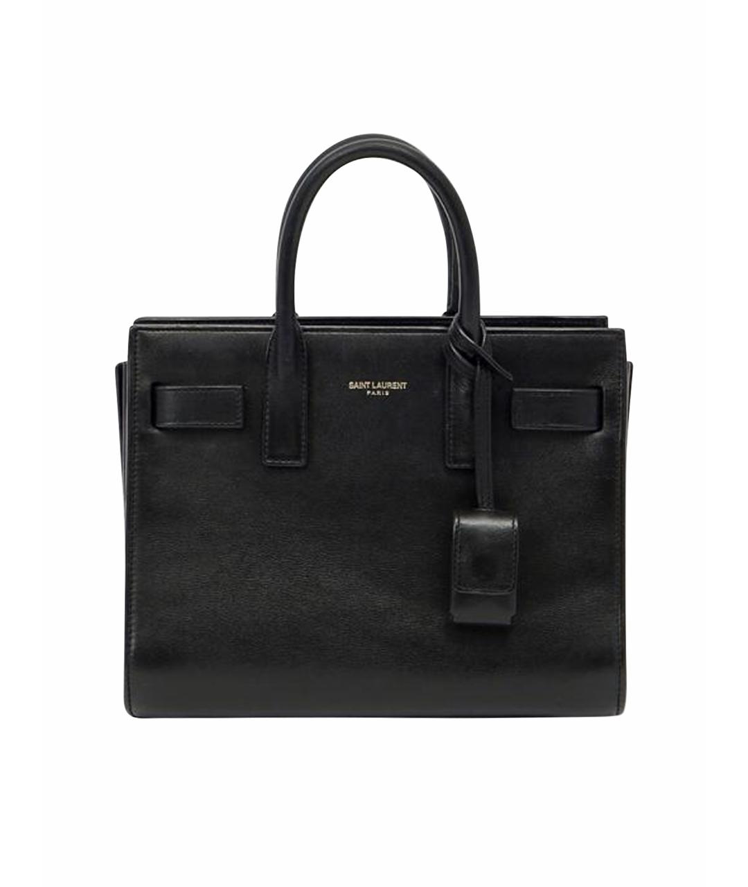 SAINT LAURENT Черная кожаная сумка с короткими ручками, фото 1