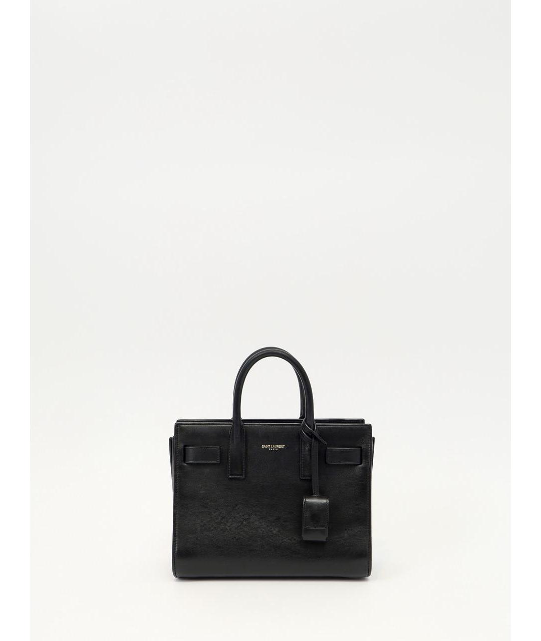 SAINT LAURENT Черная кожаная сумка с короткими ручками, фото 8