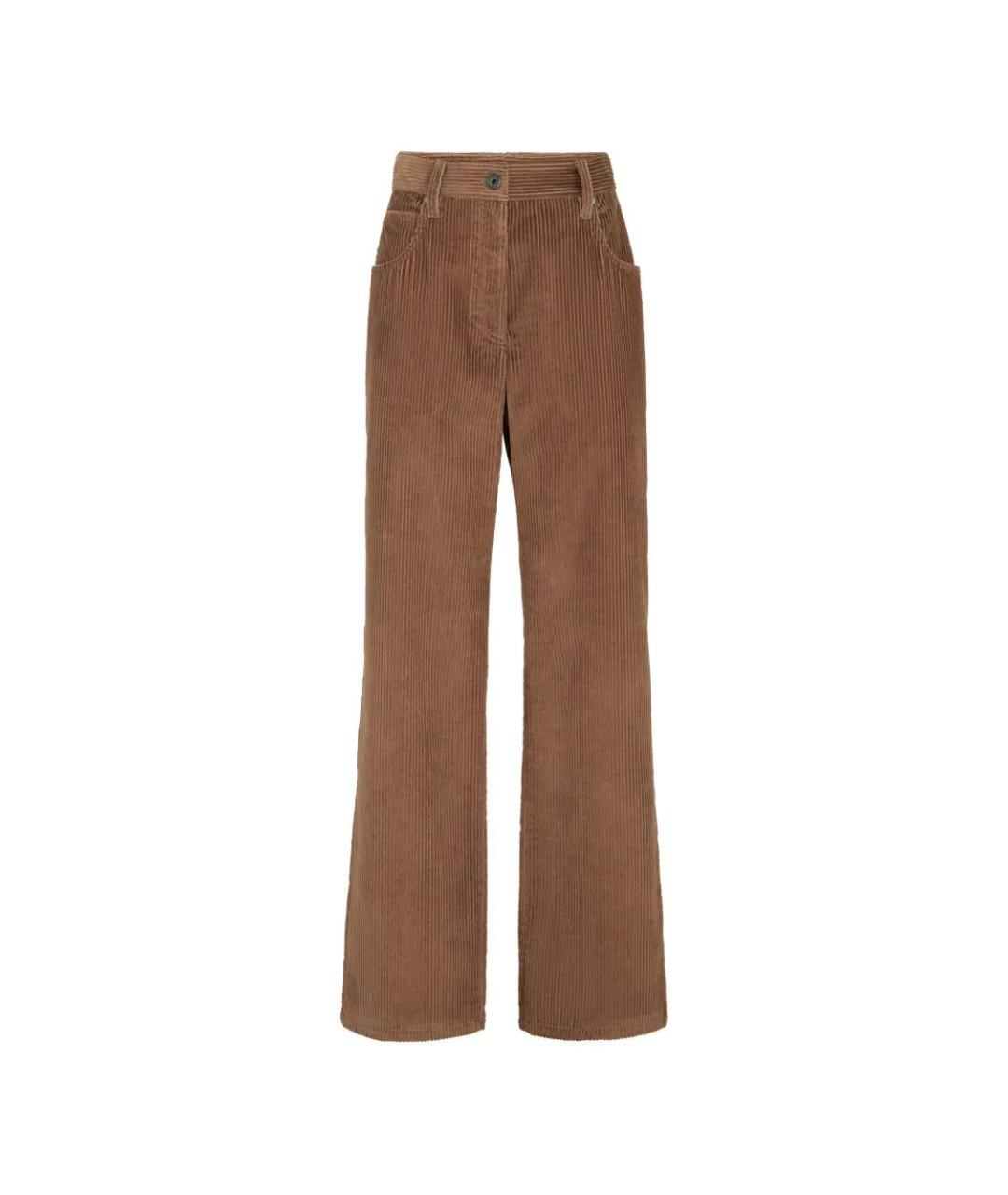 BRUNELLO CUCINELLI Коричневые хлопковые прямые брюки, фото 1