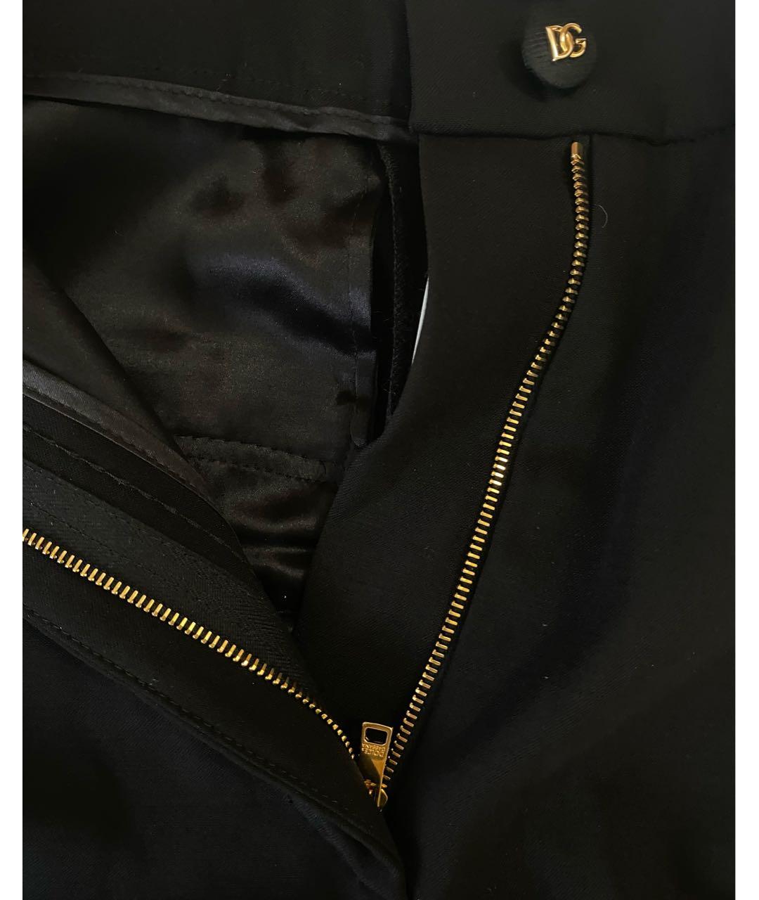 DOLCE&GABBANA Черные шерстяные прямые брюки, фото 3