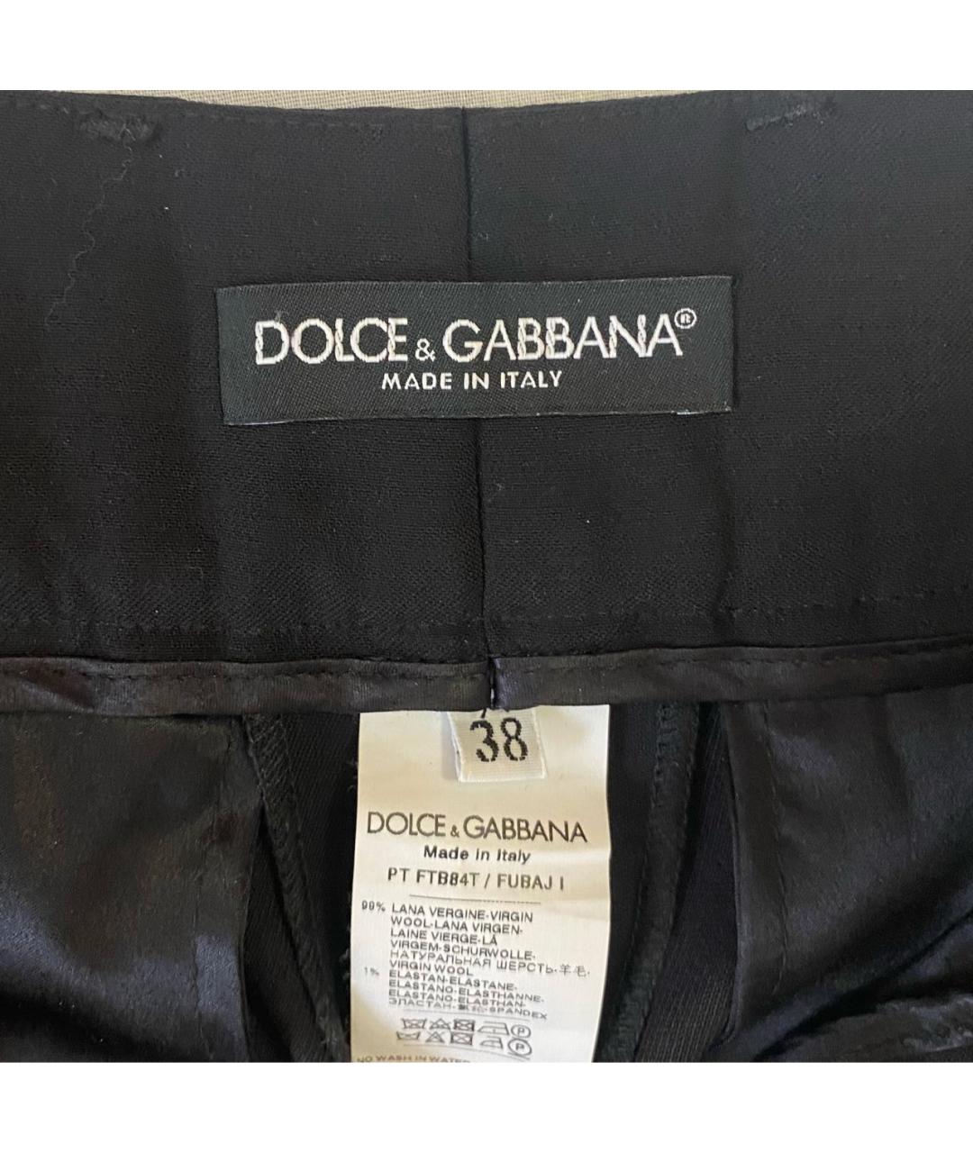 DOLCE&GABBANA Черные шерстяные прямые брюки, фото 5