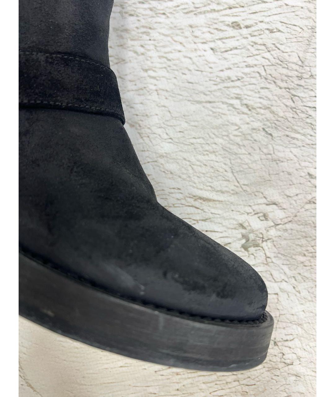 ANN DEMEULEMEESTER Антрацитовые нубуковые сапоги, фото 3