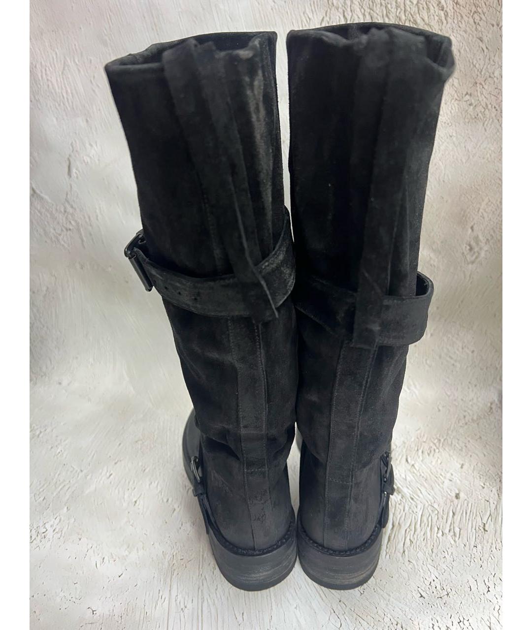 ANN DEMEULEMEESTER Антрацитовые нубуковые сапоги, фото 4