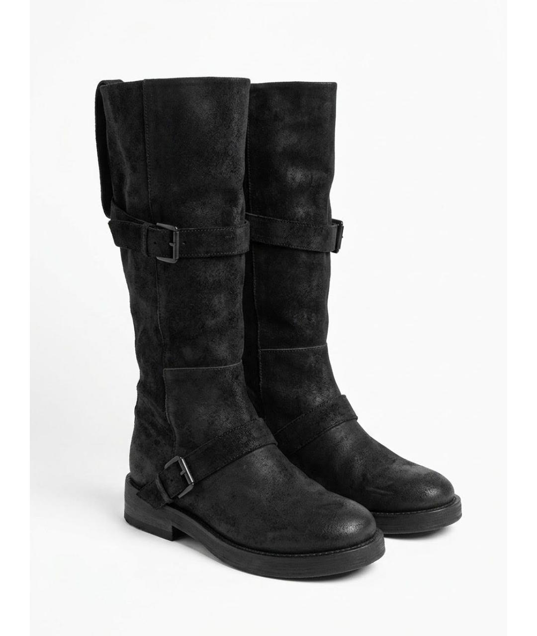 ANN DEMEULEMEESTER Антрацитовые нубуковые сапоги, фото 2
