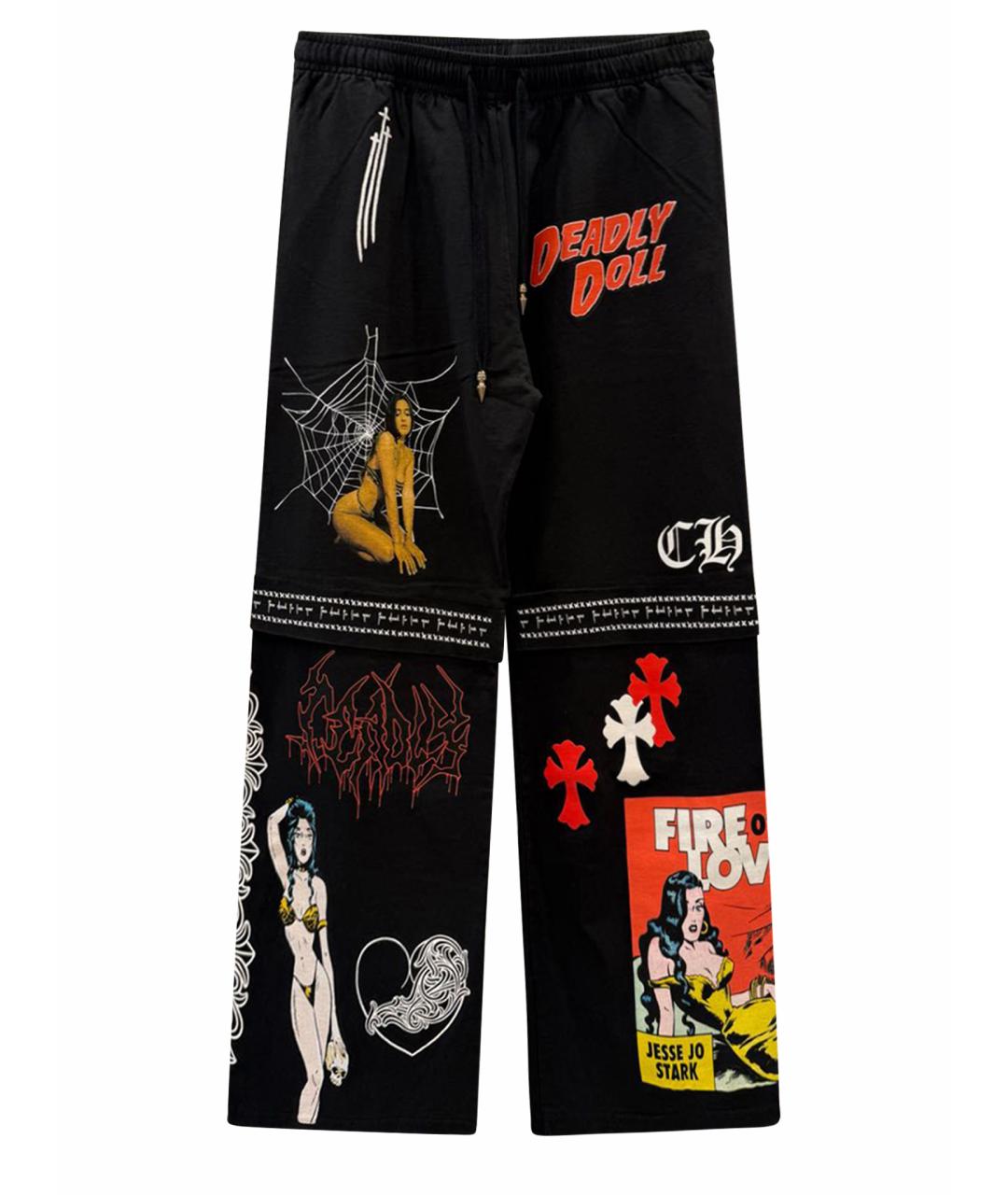 CHROME HEARTS Черные хлопковые прямые брюки, фото 1