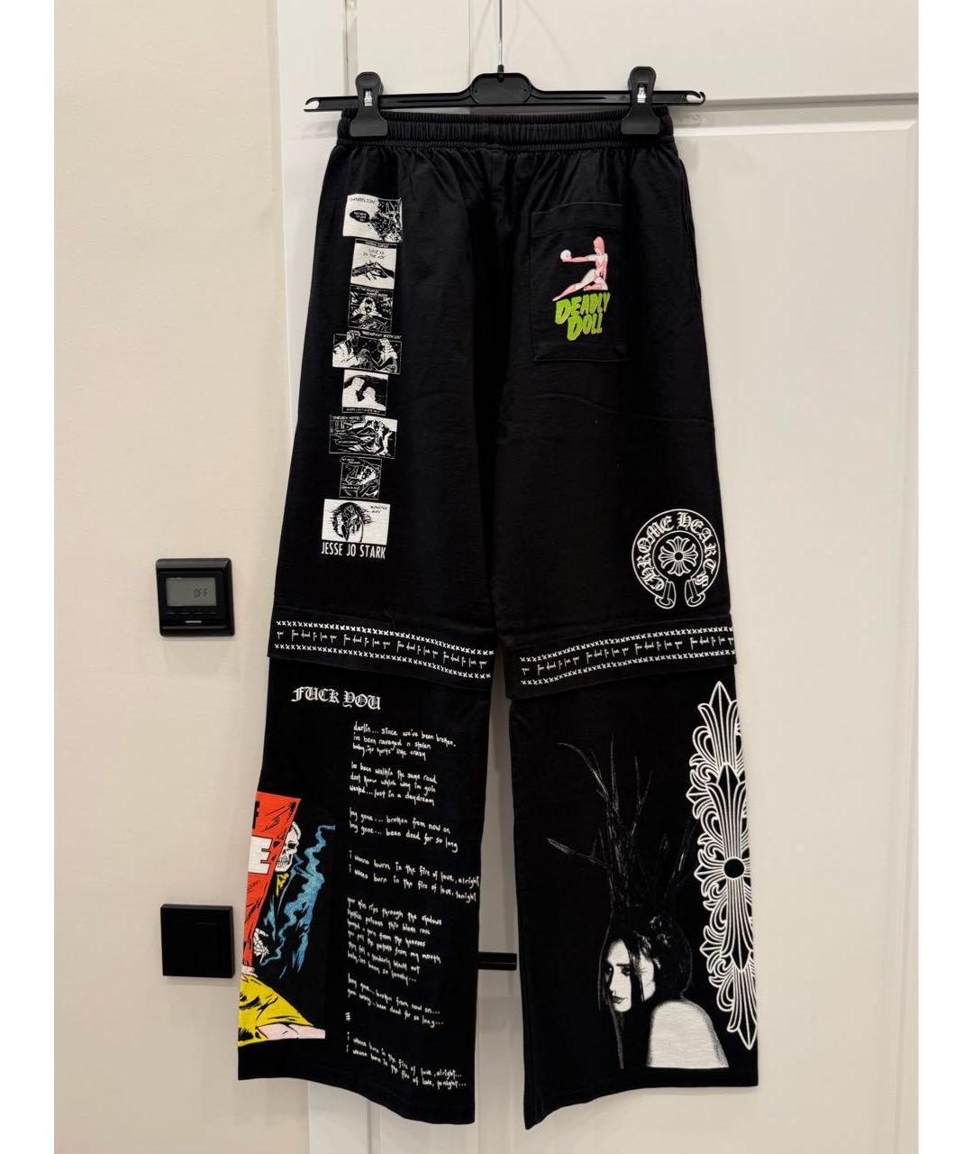 CHROME HEARTS Черные хлопковые прямые брюки, фото 2
