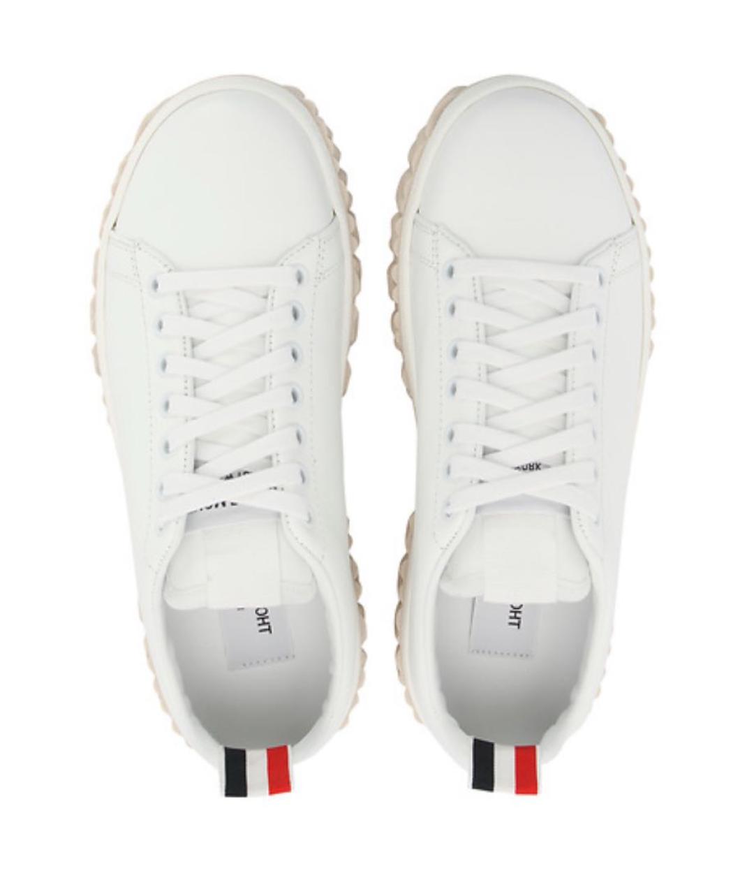 THOM BROWNE Белые кожаные кроссовки, фото 3