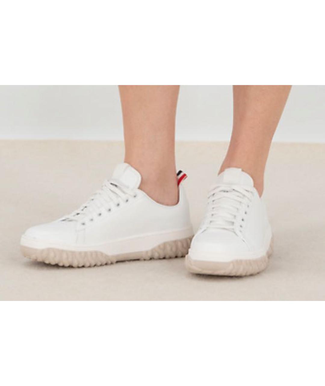 THOM BROWNE Белые кожаные кроссовки, фото 4