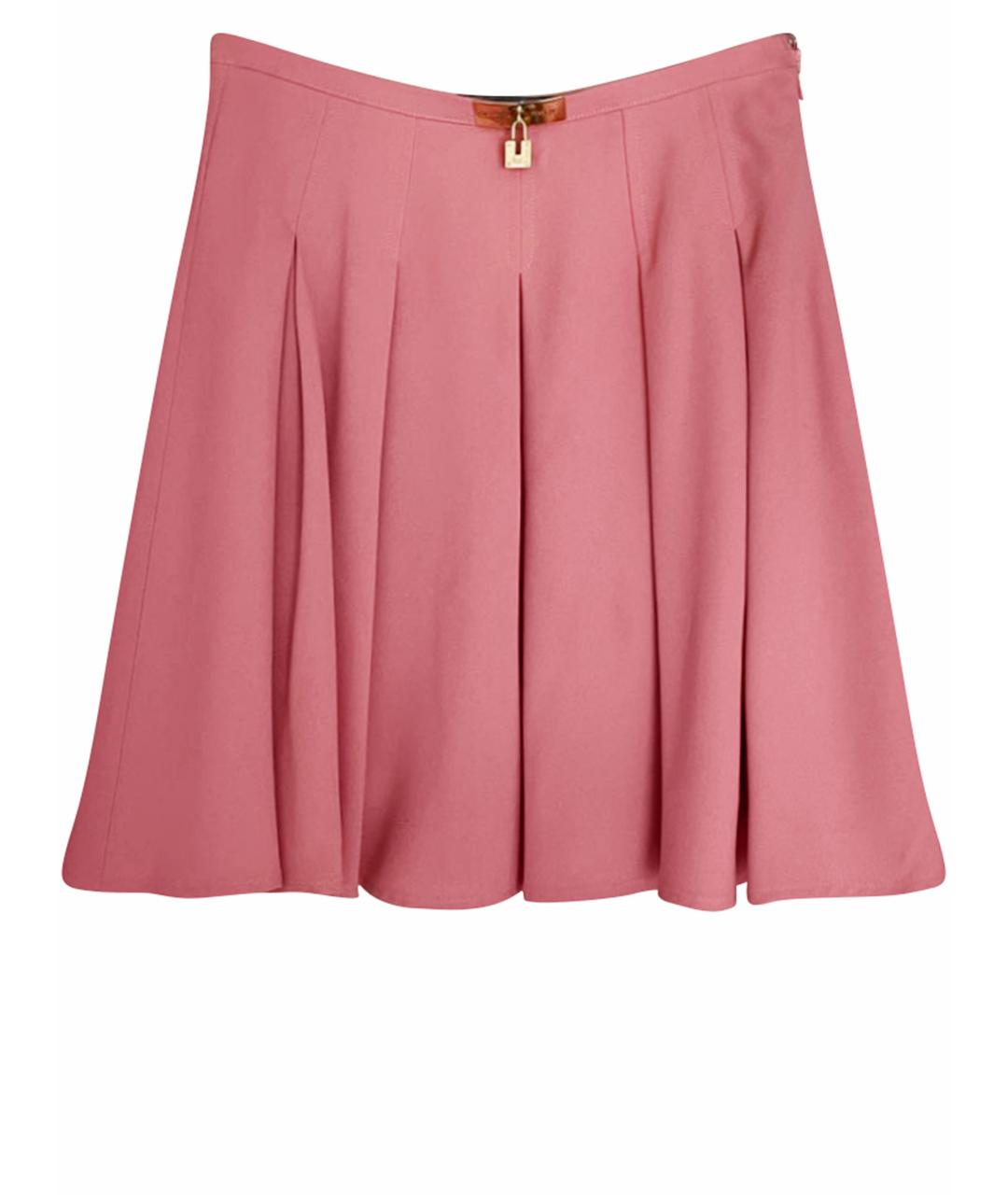 ELISABETTA FRANCHI Розовая вискозная юбка мини, фото 1