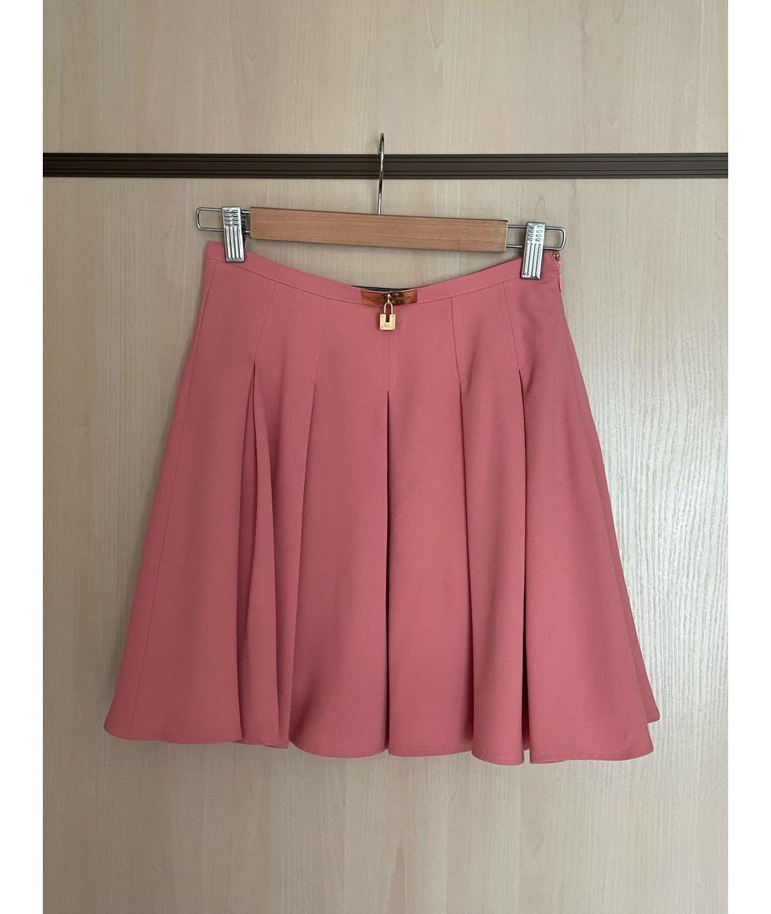 ELISABETTA FRANCHI Розовая вискозная юбка мини, фото 4