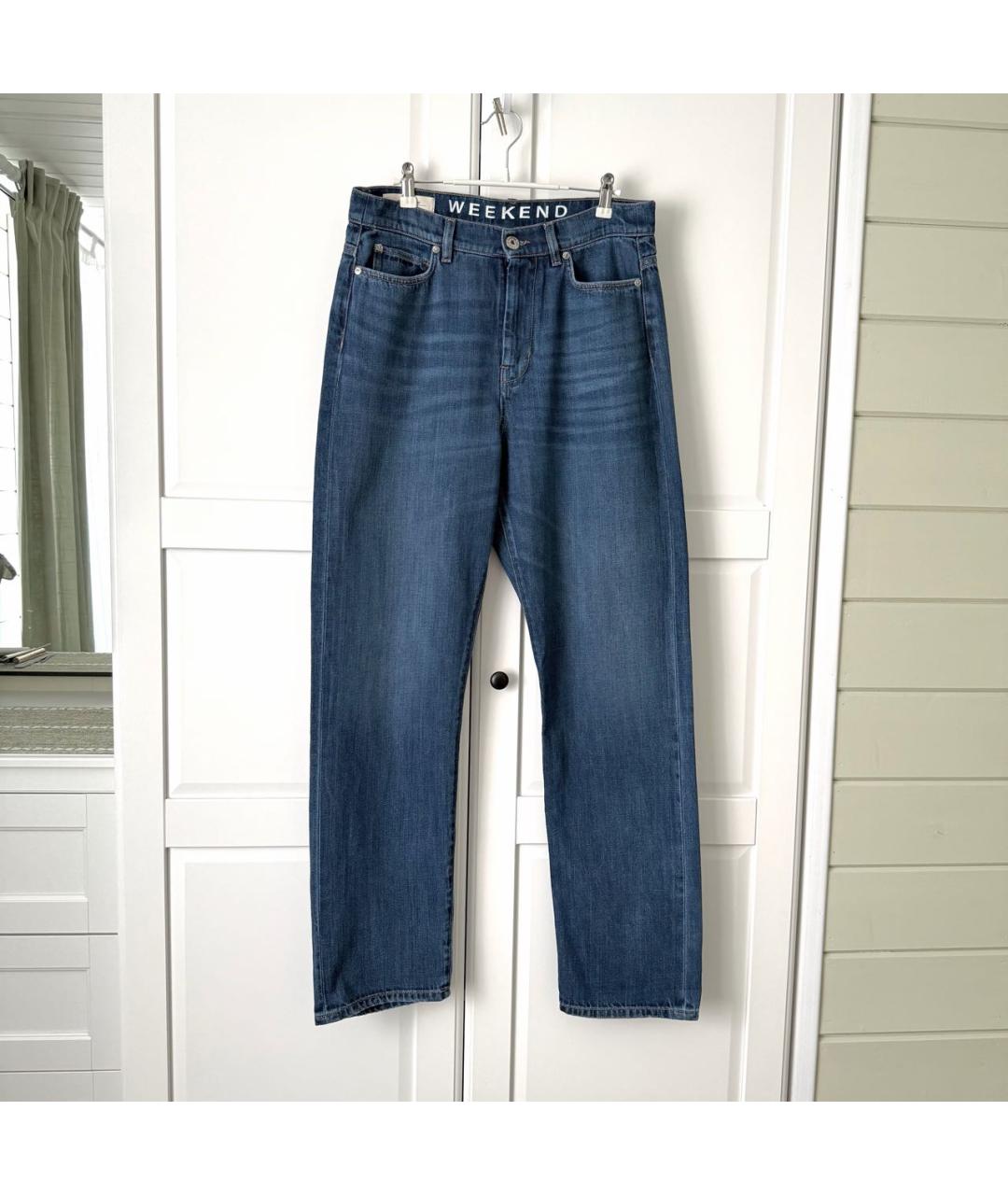 WEEKEND MAX MARA Голубые хлопковые прямые джинсы, фото 9