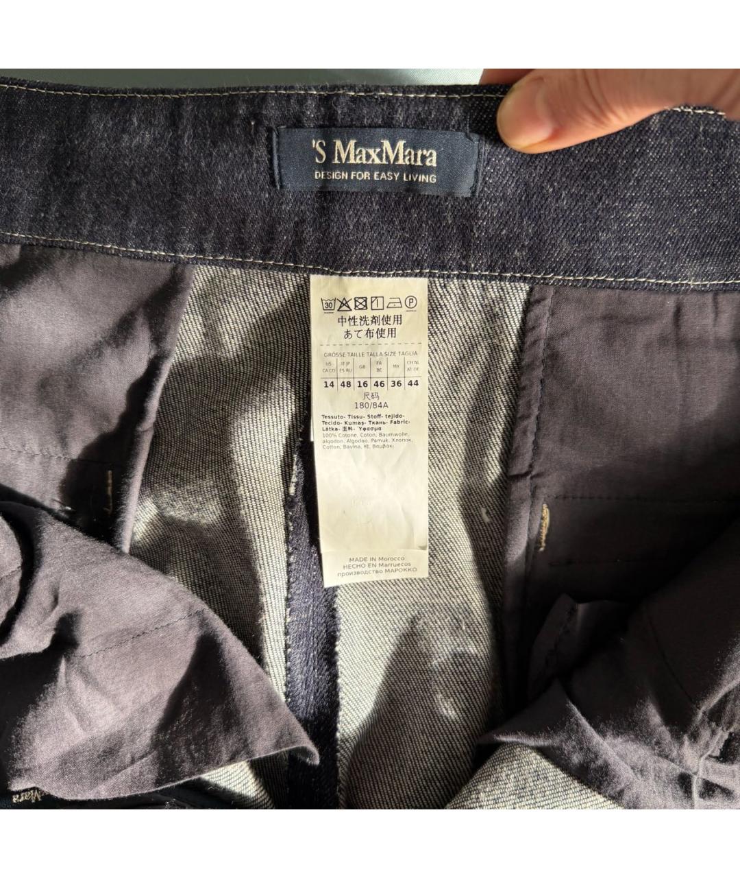 'S MAX MARA Темно-синие хлопковые джинсы клеш, фото 5