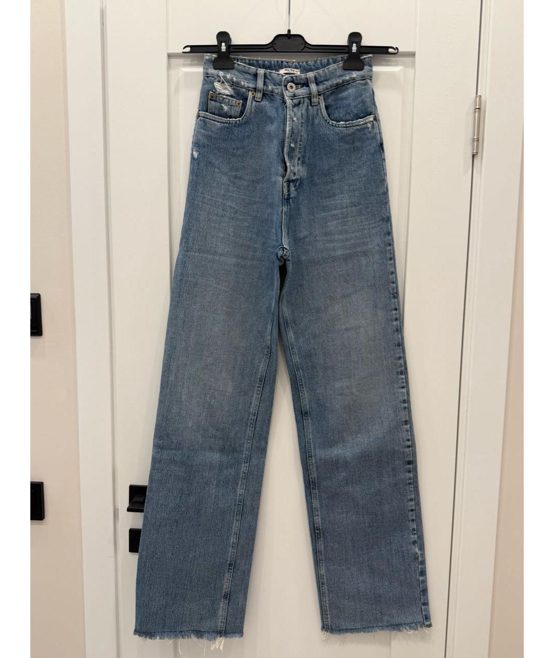 MIU MIU Голубые хлопковые прямые джинсы, фото 6
