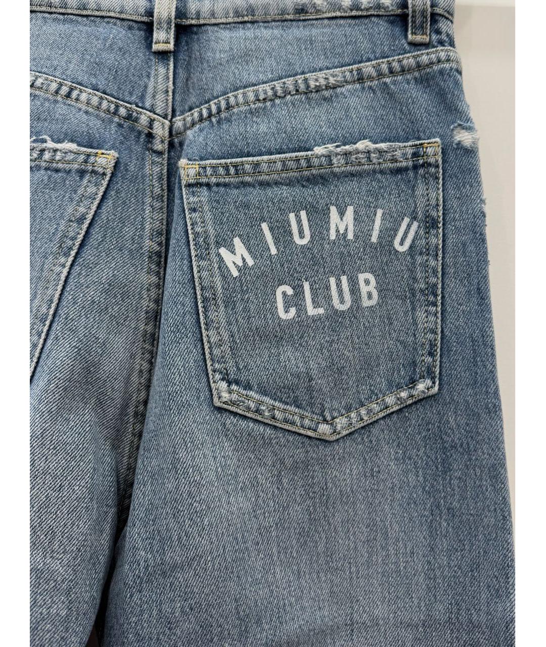 MIU MIU Голубые хлопковые прямые джинсы, фото 4