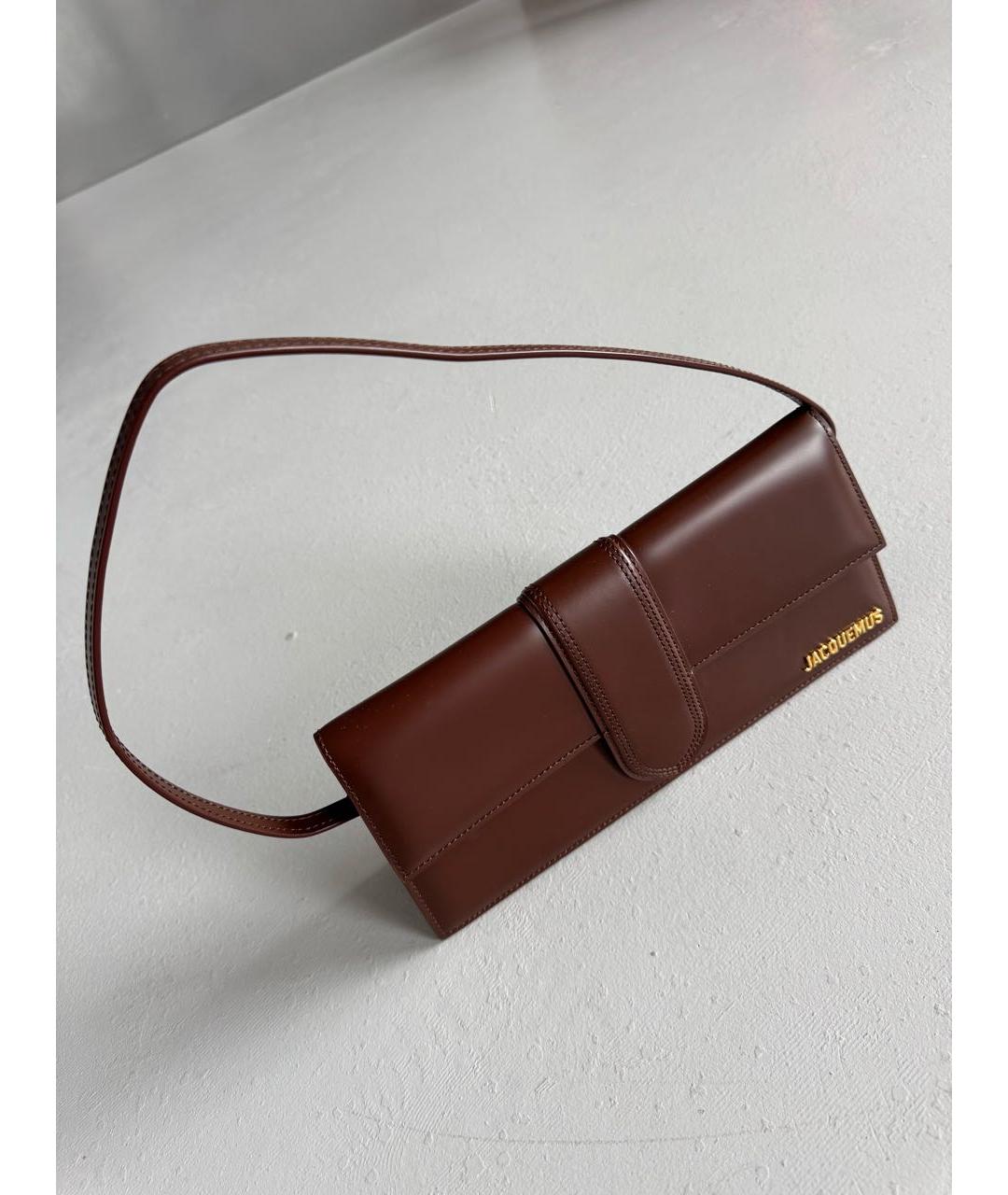 JACQUEMUS Коричневая кожаная сумка с короткими ручками, фото 2