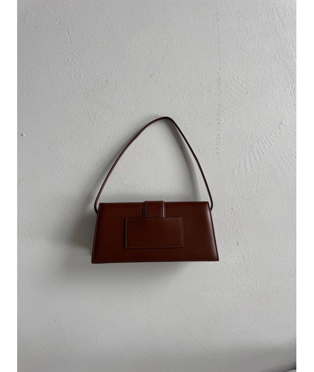 JACQUEMUS Коричневая кожаная сумка с короткими ручками, фото 3