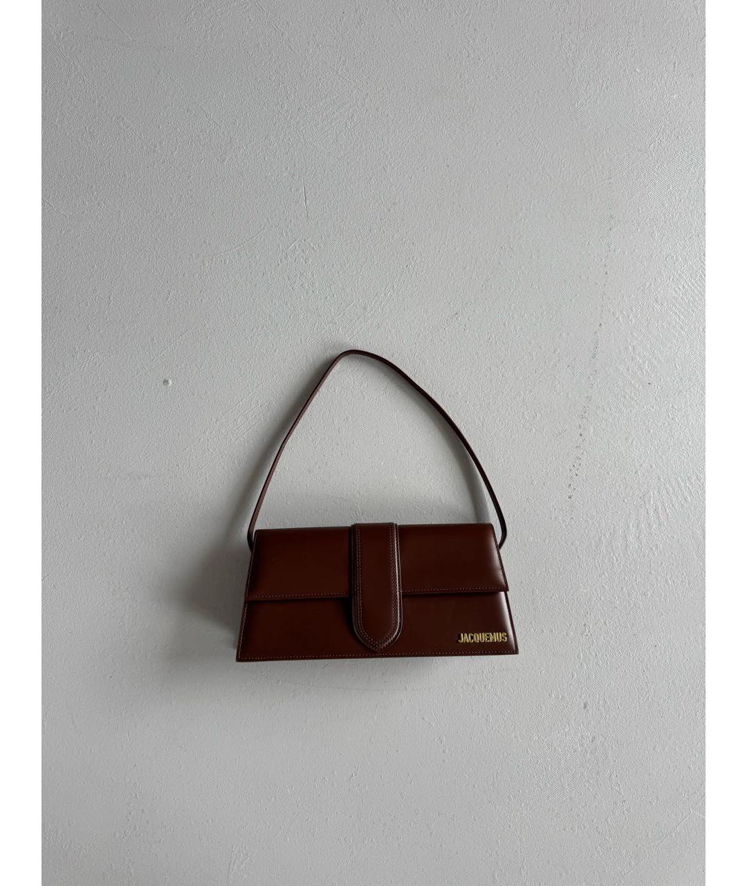 JACQUEMUS Коричневая кожаная сумка с короткими ручками, фото 5