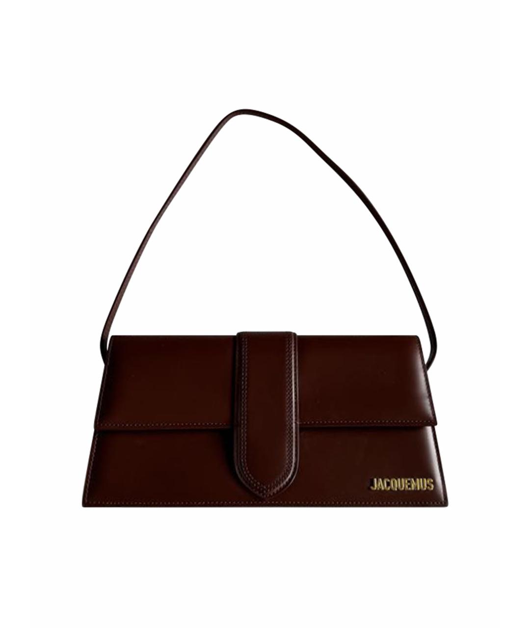 JACQUEMUS Коричневая кожаная сумка с короткими ручками, фото 1