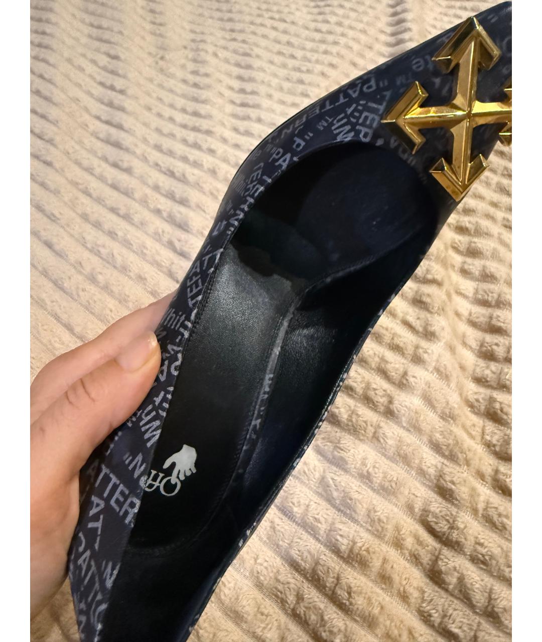 OFF-WHITE Синие кожаные туфли, фото 2