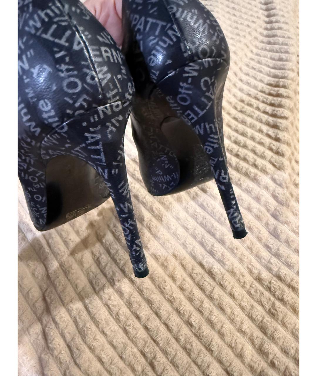 OFF-WHITE Синие кожаные туфли, фото 4