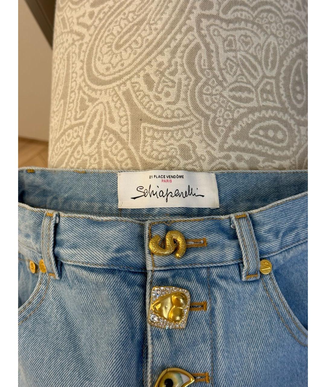 SCHIAPARELLI Голубые хлопковые джинсы клеш, фото 3