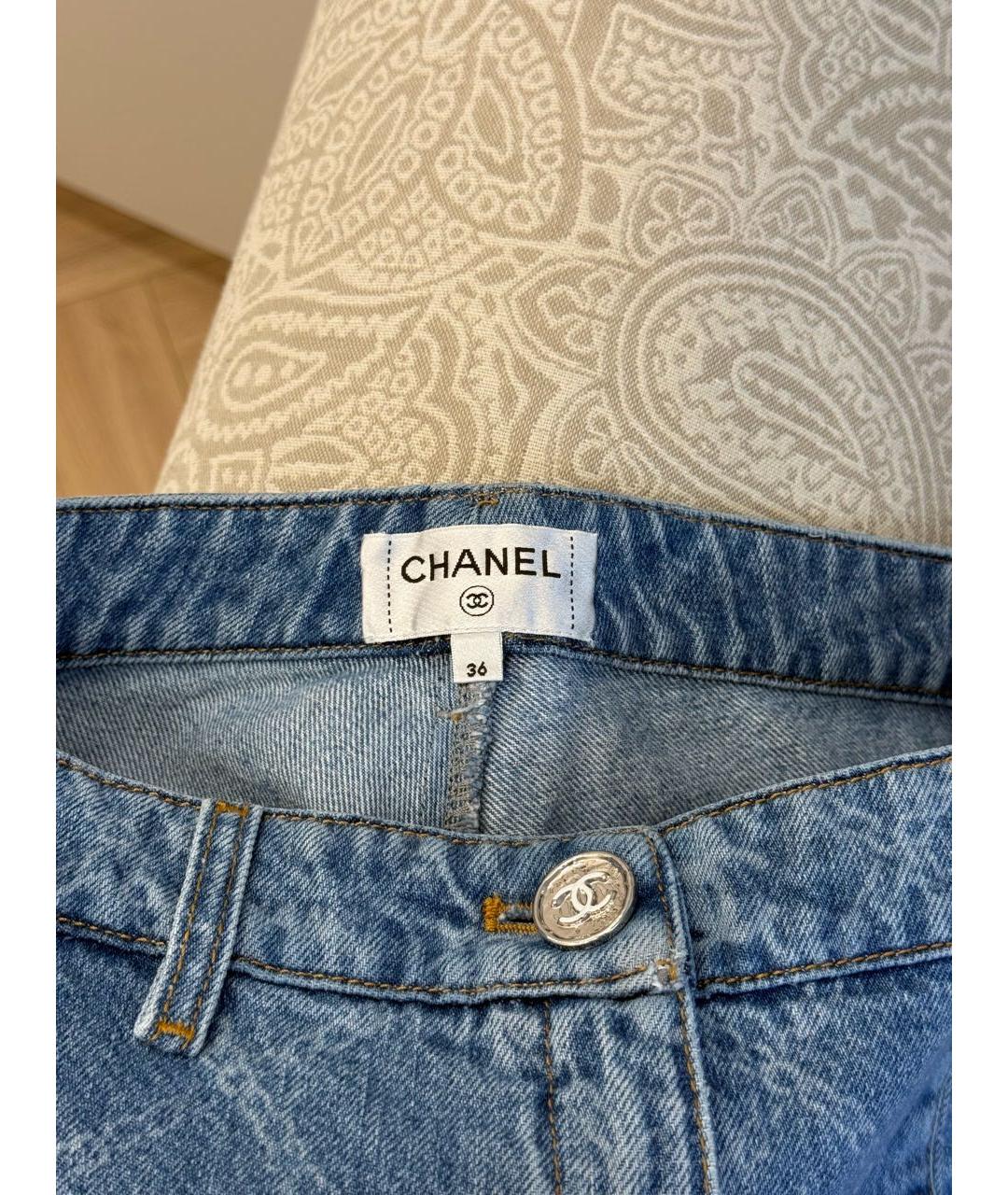 CHANEL Голубые хлопковые джинсы клеш, фото 3