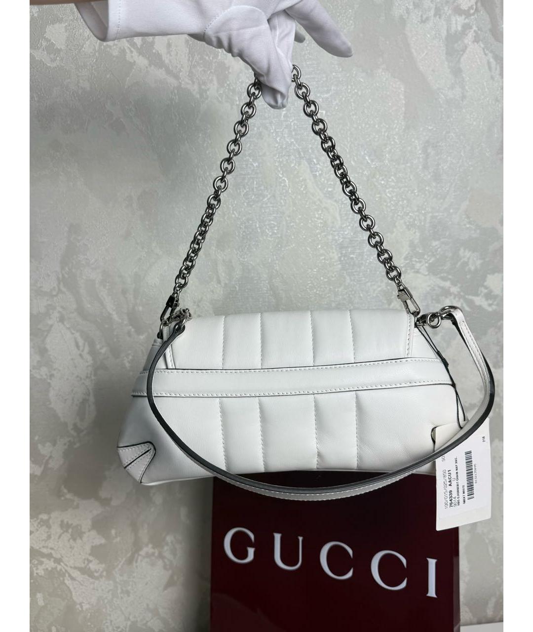 GUCCI Белая кожаная сумка через плечо, фото 5