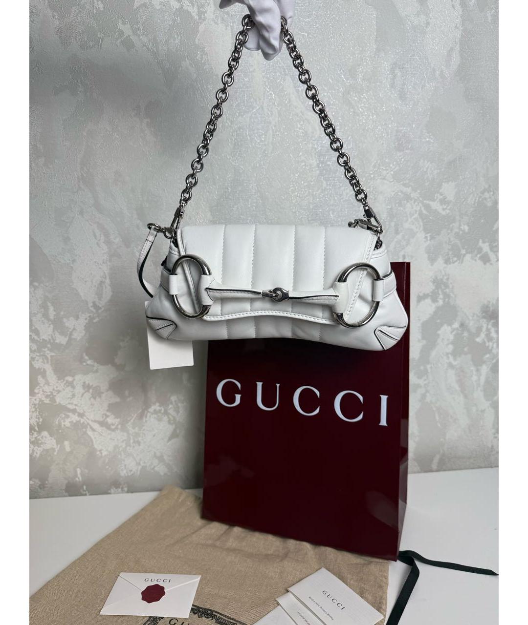 GUCCI Белая кожаная сумка через плечо, фото 4