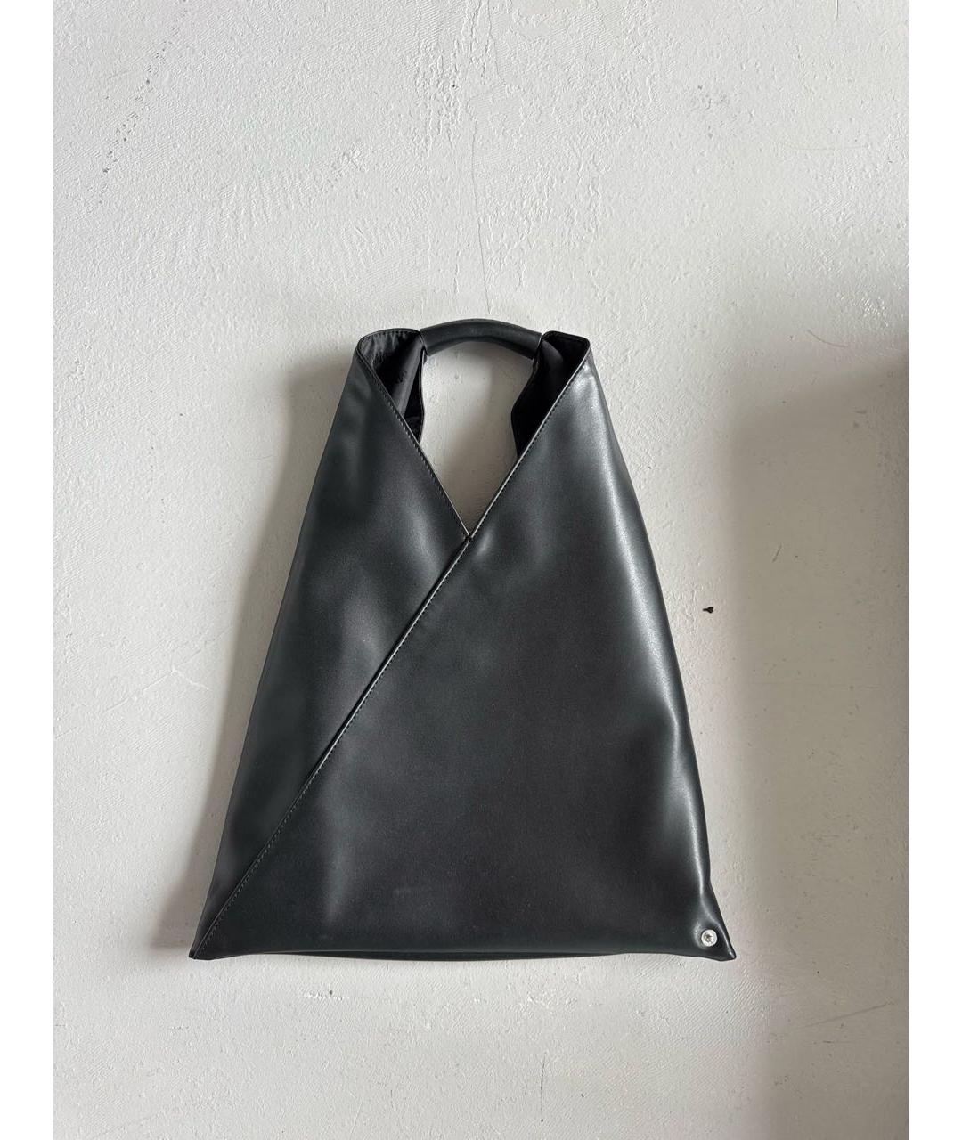MM6 MAISON MARGIELA Черная кожаная сумка тоут, фото 5