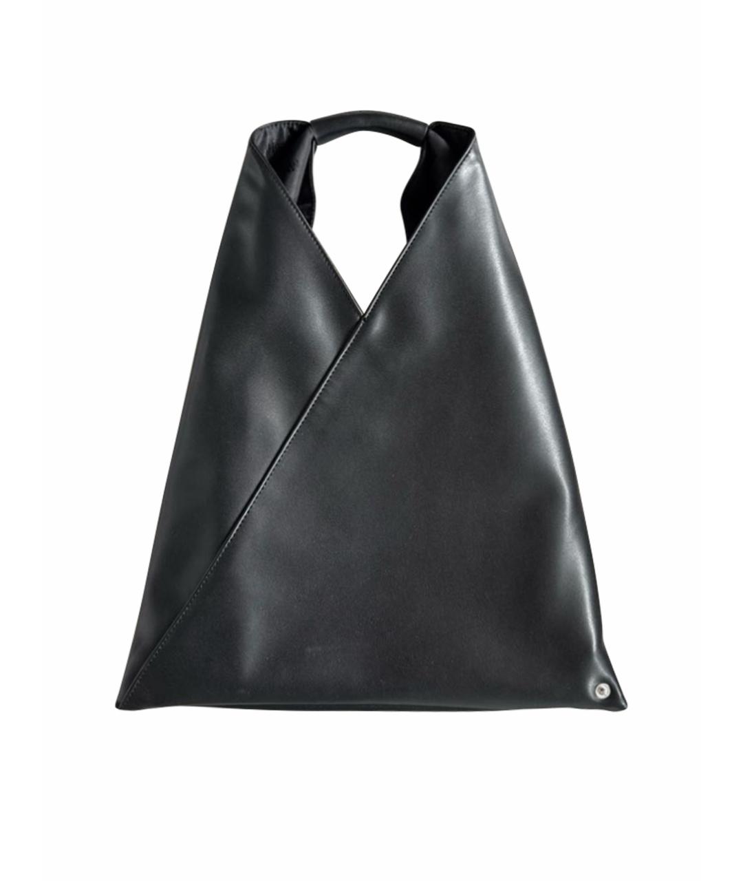 MM6 MAISON MARGIELA Черная кожаная сумка тоут, фото 1