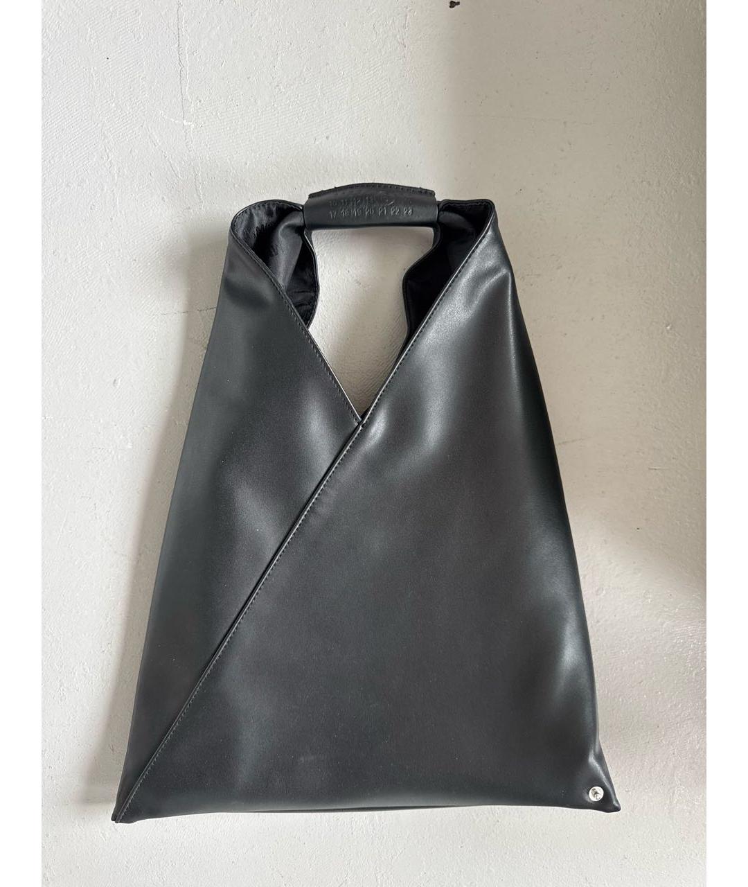 MM6 MAISON MARGIELA Черная кожаная сумка тоут, фото 2