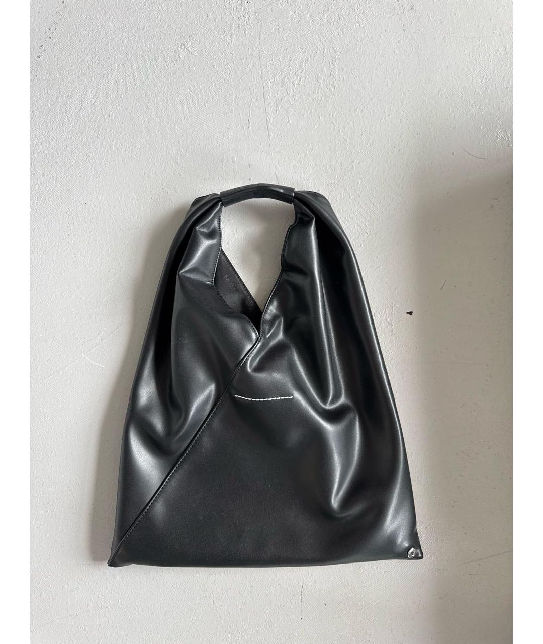 MM6 MAISON MARGIELA Черная кожаная сумка тоут, фото 3