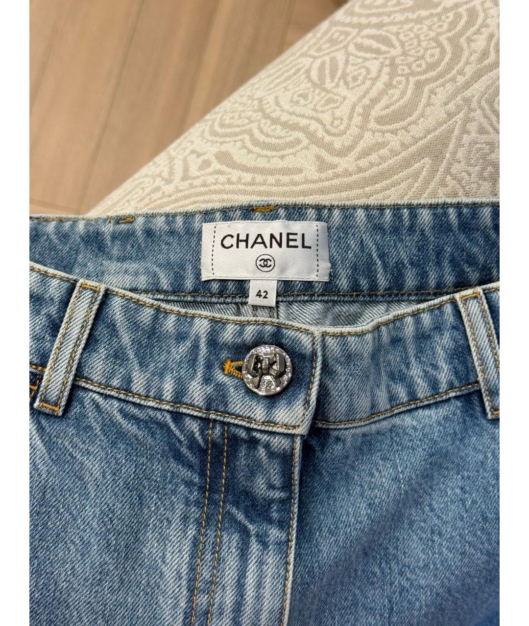 CHANEL Синие хлопковые прямые джинсы, фото 3