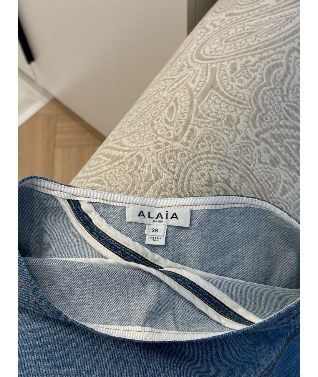ALAIA Голубая хлопковая юбка мини, фото 3