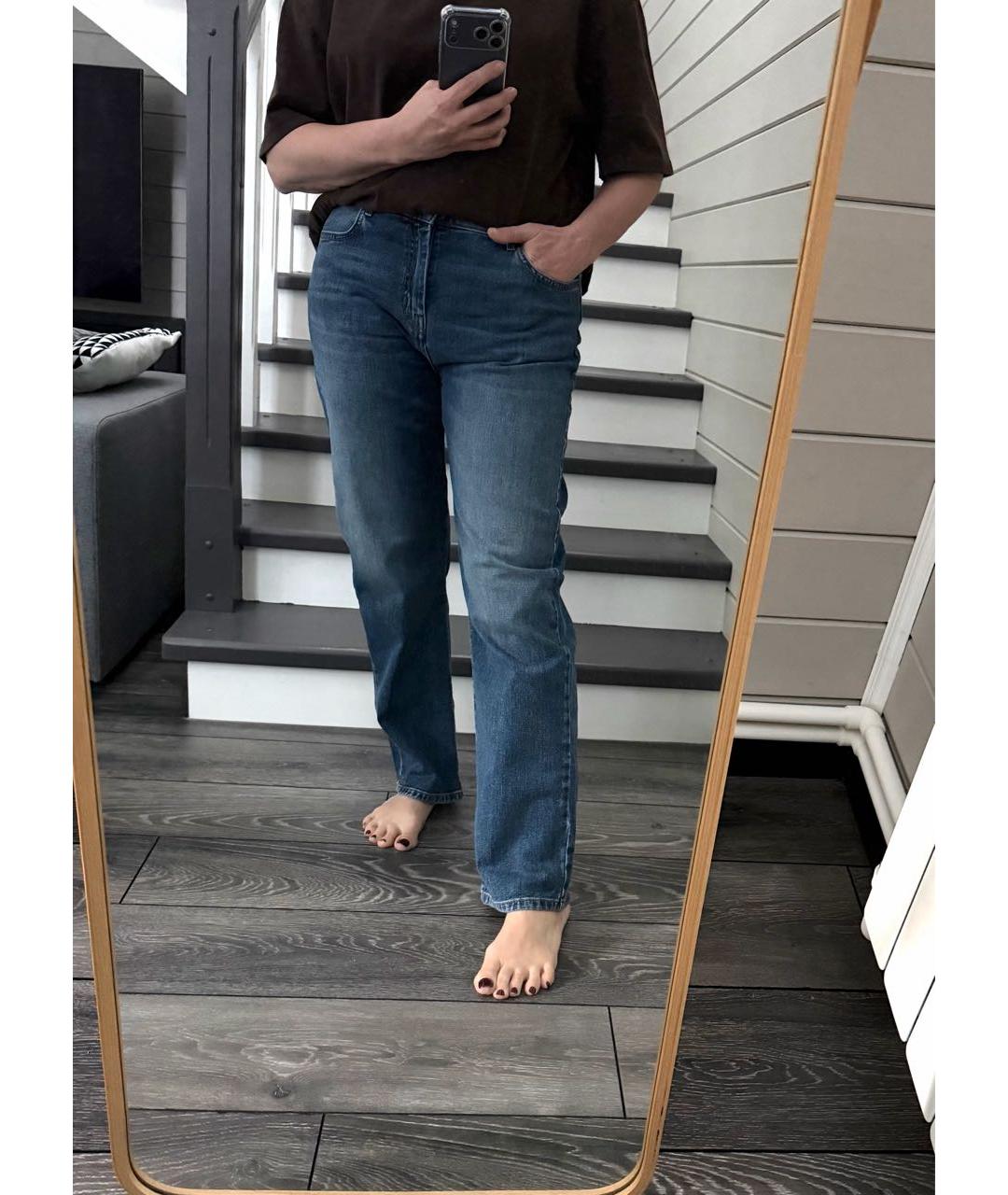 WEEKEND MAX MARA Синие хлопко-эластановые прямые джинсы, фото 2