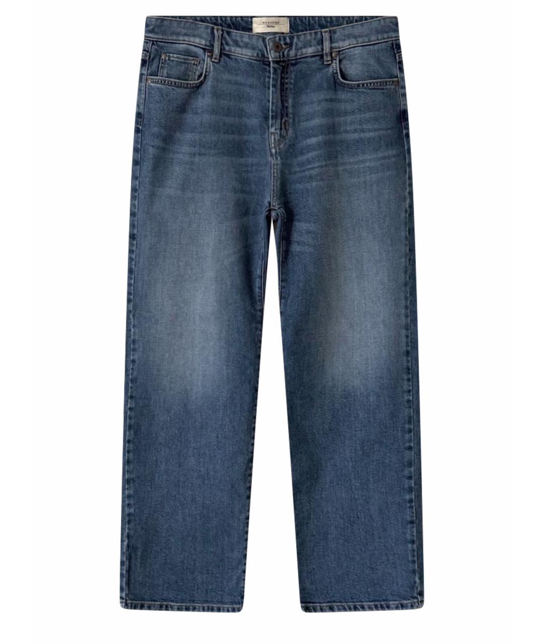 WEEKEND MAX MARA Синие хлопко-эластановые прямые джинсы, фото 1