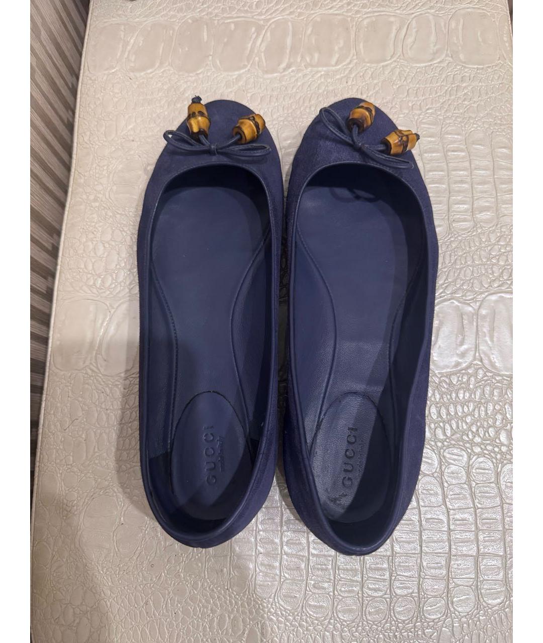 GUCCI Темно-синие замшевые балетки, фото 3