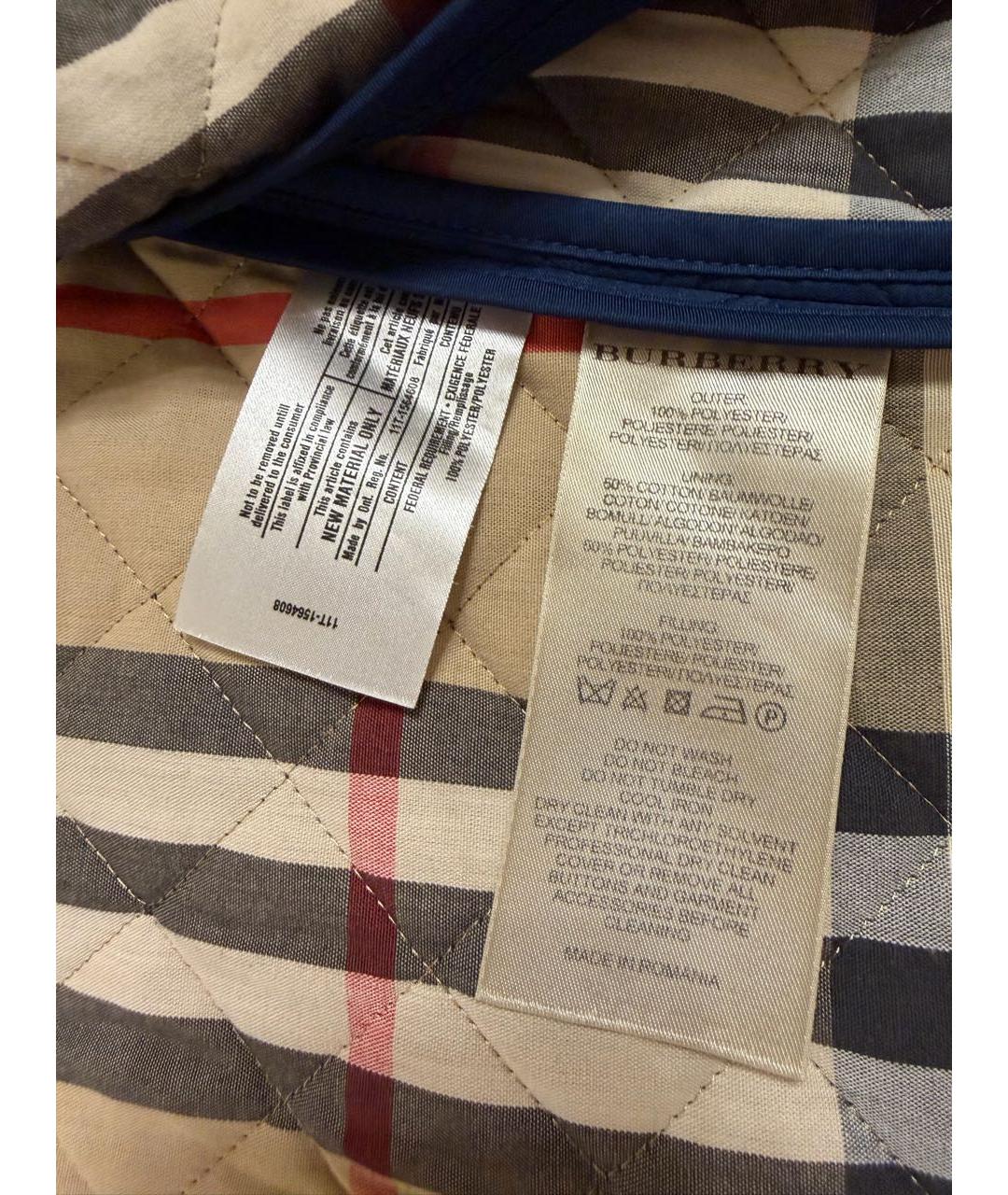 BURBERRY Синяя полиэстеровая куртка, фото 4