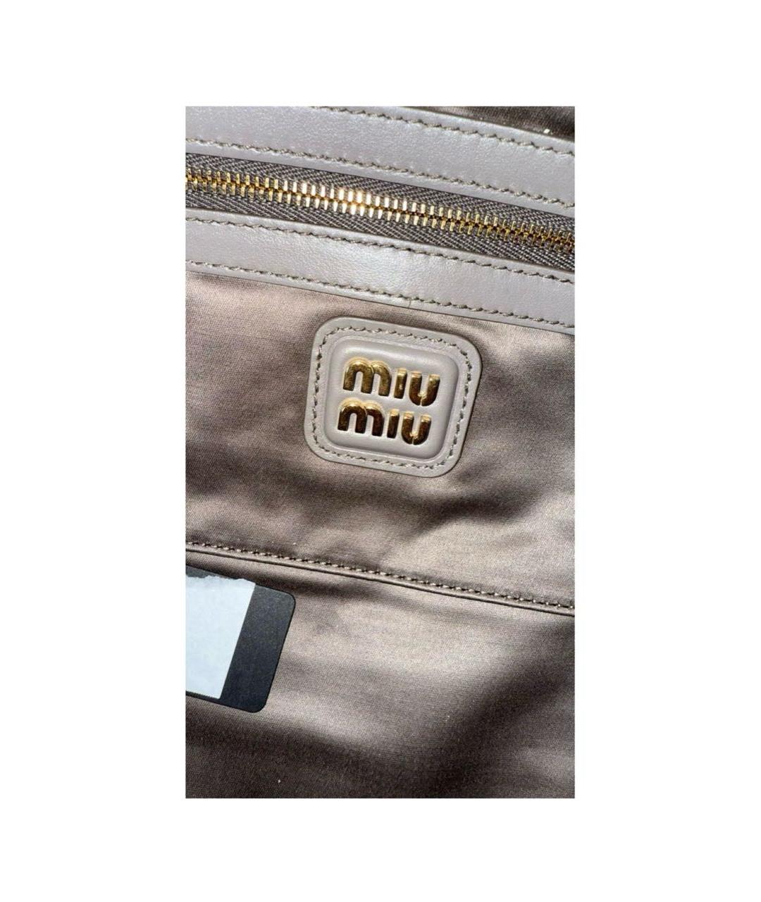 MIU MIU Антрацитовая кожаная сумка с короткими ручками, фото 7