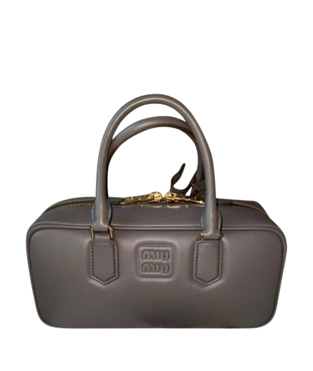 MIU MIU Антрацитовая кожаная сумка с короткими ручками, фото 1