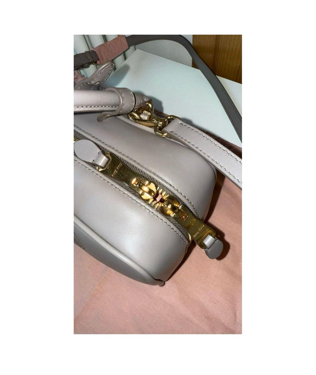 MIU MIU Антрацитовая кожаная сумка с короткими ручками, фото 5