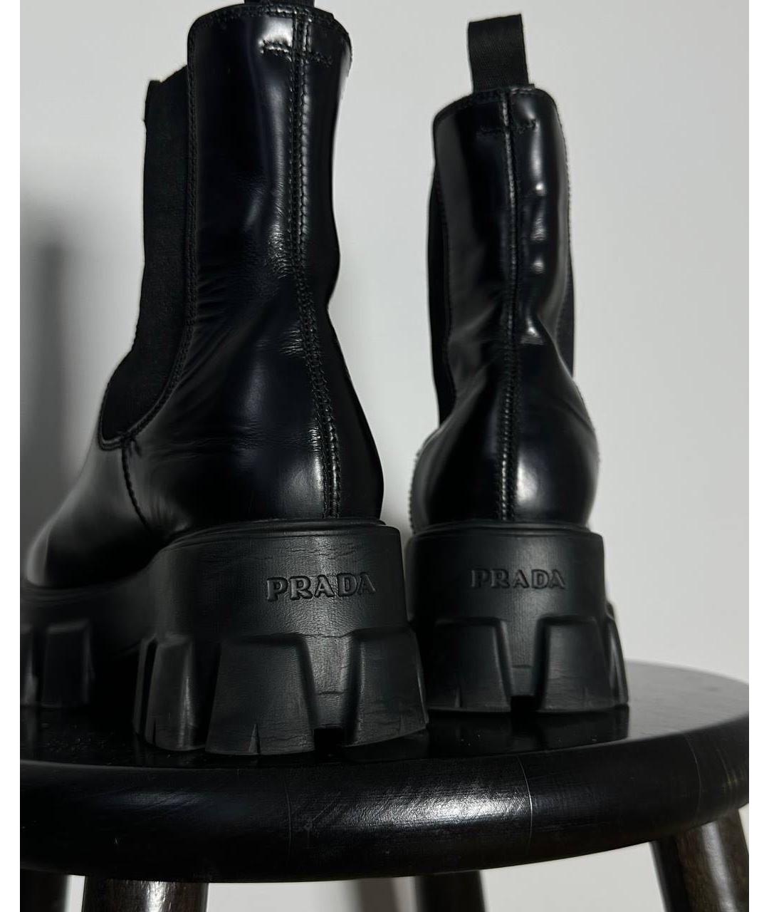 PRADA Черные кожаные полусапоги, фото 6