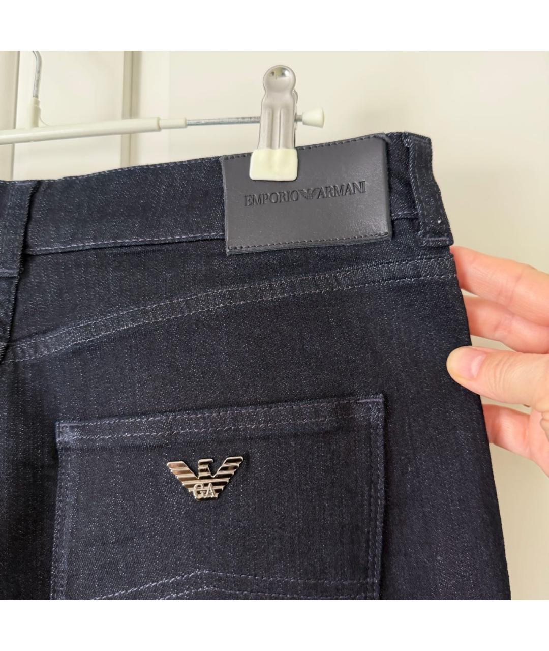 EMPORIO ARMANI Темно-синие хлопко-эластановые джинсы слим, фото 5