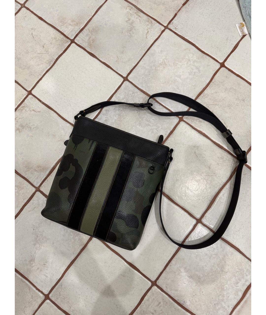 COACH Хаки сумка на плечо из канвы, фото 2