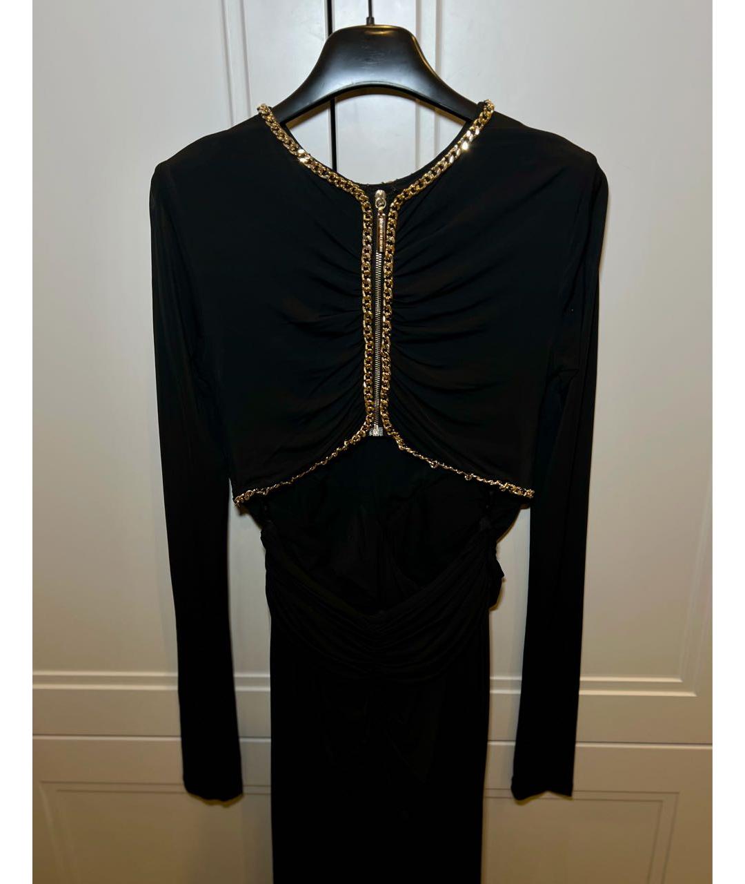 ELISABETTA FRANCHI Черное вискозное вечернее платье, фото 4