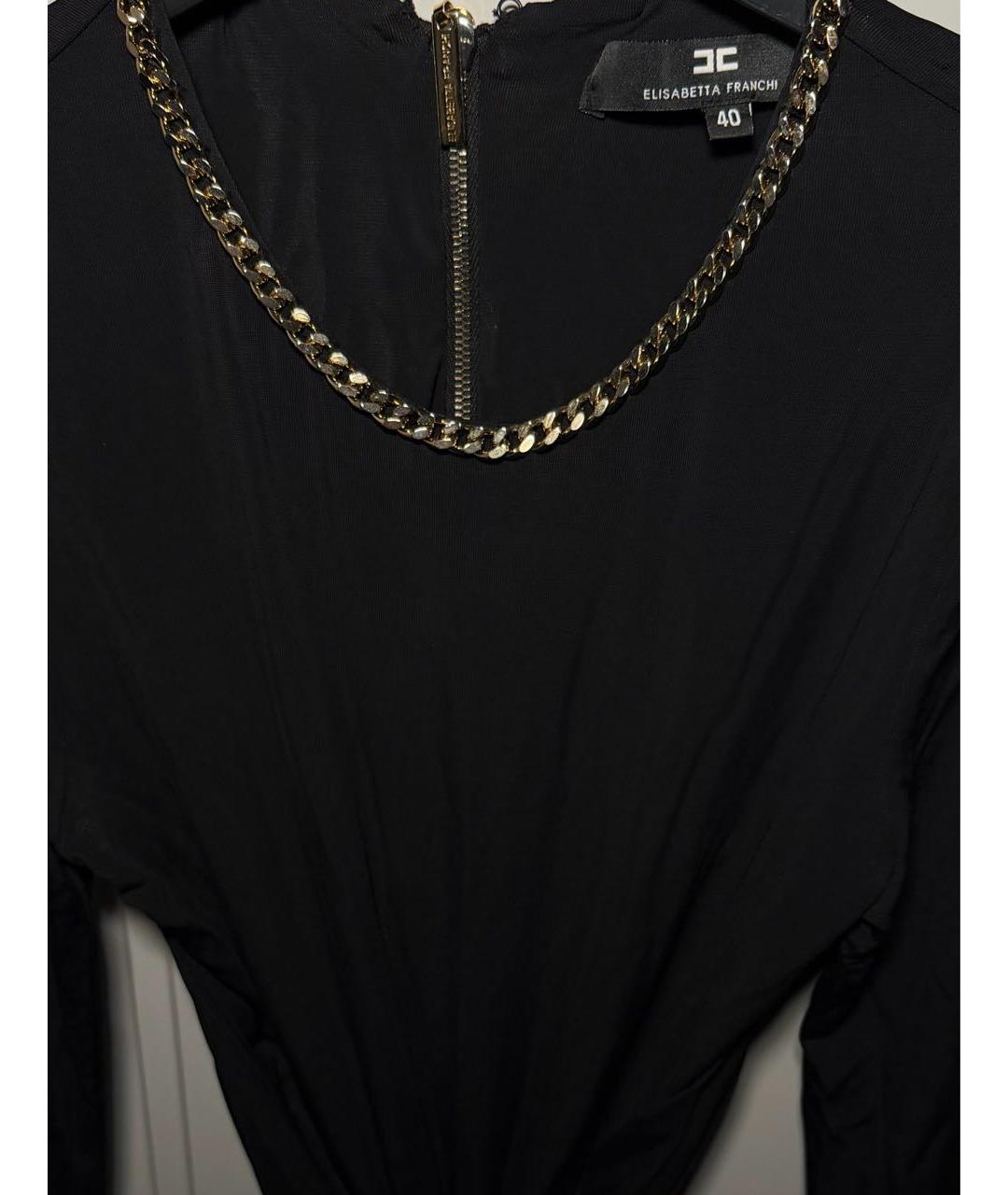 ELISABETTA FRANCHI Черное вискозное вечернее платье, фото 6