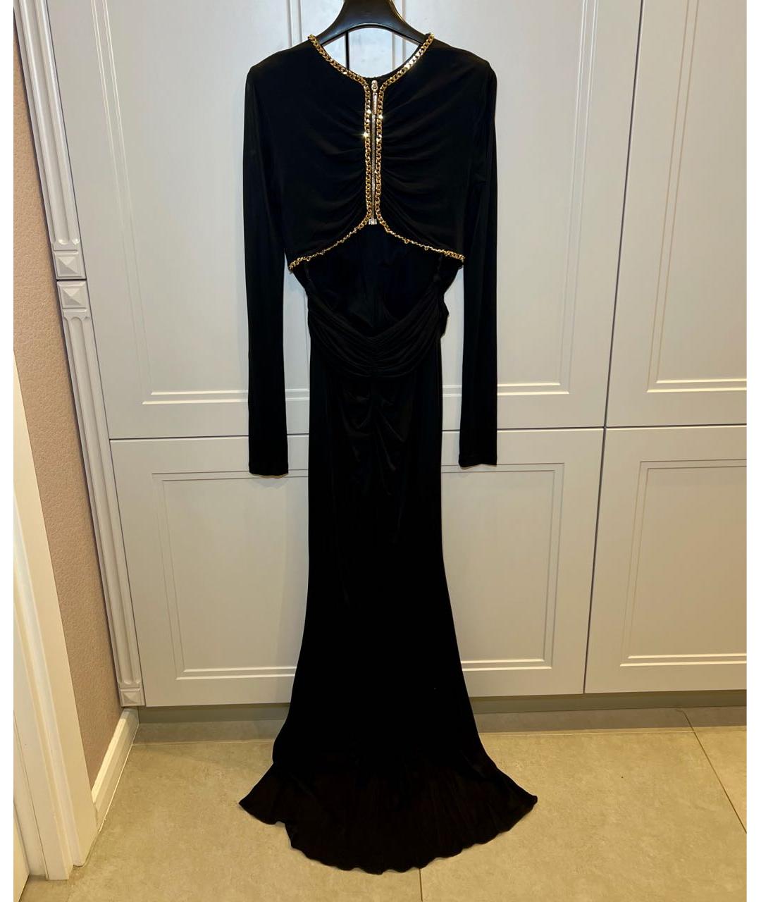 ELISABETTA FRANCHI Черное вискозное вечернее платье, фото 2
